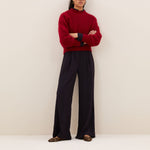 BY-BAR Benji Wide Stripe Long Trousers in Wine