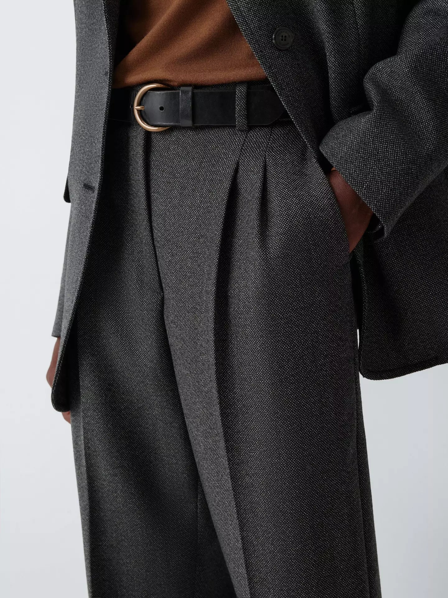 WEEKEND MAX MARA Inserimento - WKIStadio Front Pleat Tweed Wool Trousers in Medium Grey