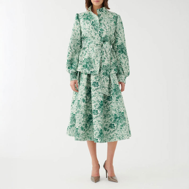 DEA KUDIBAL Anitta Jacket with Belt in Botanic Green