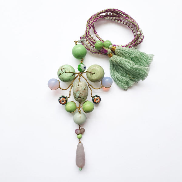 PHILIPPA KUNISCH Large Peruvian Gypsy Necklace in Green