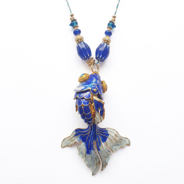 PHILIPPA KUNISCH XL Fish Necklace in Blue