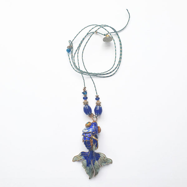 PHILIPPA KUNISCH XL Fish Necklace in Blue