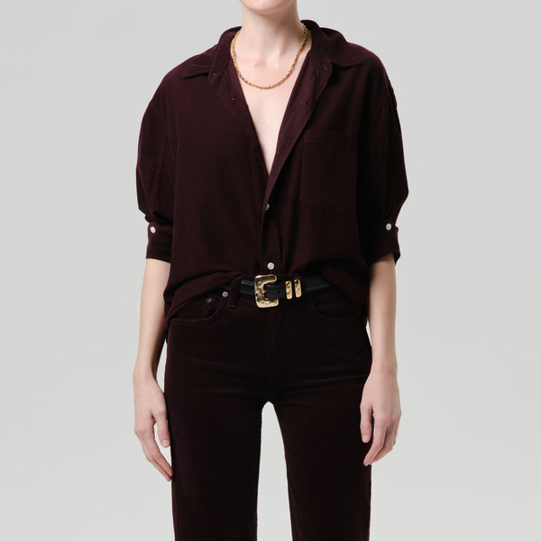 CITIZENS OF HUMANITY Kayla Corduroy Shirt in Eggplant