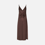 BAUM UND PFERDGARTEN Atalia Fitted Maxi Slip Dress in Coffee Bean Brown
