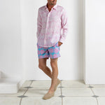 PINK HOUSE MUSTIQUE Mens Agave Linen Shirt  in Pink
