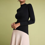 FLORERE Acacia Colour Block Mockable Midi Dress in Satin Pink & Black