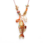 PHILIPPA KUNISCH L Fish Necklace in Coral