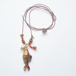 PHILIPPA KUNISCH L Fish Necklace in Coral