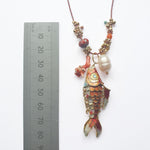 PHILIPPA KUNISCH L Fish Necklace in Coral