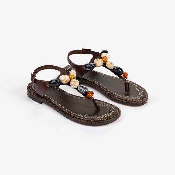 PENELOPE CHILVERS Kala Leather Sandals in Bitter Chocolate