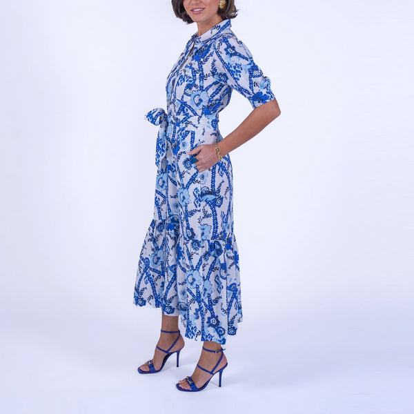 NEW DAY ORIGINALS Safari Shirt Dress in Blue/White