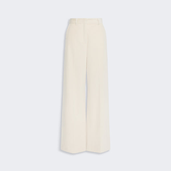 WEEKEND MAX MARA WKDTania Wide Leg Cotton Velvet Trousers in Ivory