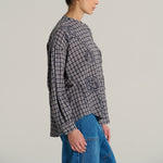 V DE VINSTER Pablo Embellished Stripe Shirt in Tartan Blue