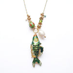 PHILIPPA KUNISCH L Fish Necklace in Green