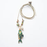 PHILIPPA KUNISCH L Fish Necklace in Green