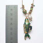 PHILIPPA KUNISCH L Fish Necklace in Green