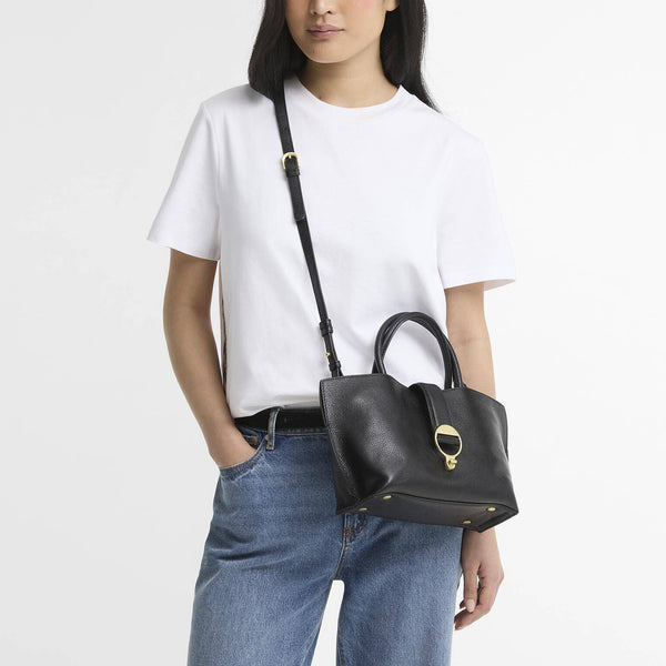 BARBOUR Alder Mini Leather Tote Bag in Black