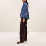 BY-BAR Sarah Short Denim Blouse in Medium Denim