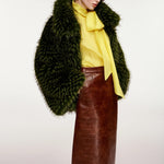 ESSENTIEL ANTWERP Kastanje Faux Fur Coat in Forest Green