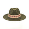 TRAVAUX EN COURS Wide Brim Felt Fedora with Ethnic Band in Loden