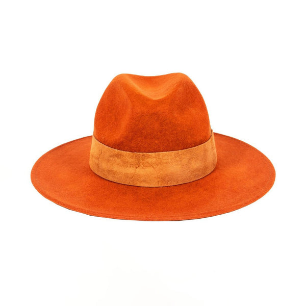 TRAVAUX EN COURS Wide Brim Fedora Leather Band in Tiger