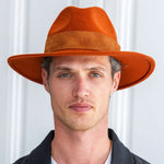 TRAVAUX EN COURS Wide Brim Fedora Leather Band in Tiger