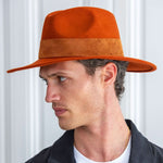 TRAVAUX EN COURS Wide Brim Fedora Leather Band in Tiger