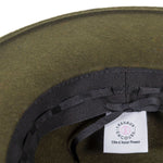 TRAVAUX EN COURS Wide Brim Felt Fedora with Ethnic Band in Loden