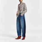 ESSENTIEL ANTWERP Kashba Panelled Barrel Leg Jeans in Blue/Black