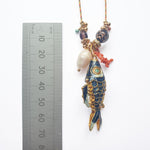 PHILIPPA KUNISCH L Fish Necklace in Navy