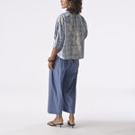 ORFEO Sabrina Pull On Wide Leg Trousers in Blue