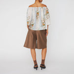 STELLA NOVA Loose Blouse with Drop Shoulders in Creme Multicolour Flowers