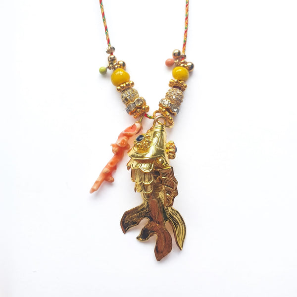 PHILIPPA KUNISCH L Fish Necklace in Gold