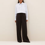 BY-BAR Pelle Pin Stripe Wide Leg Trousers in Brown