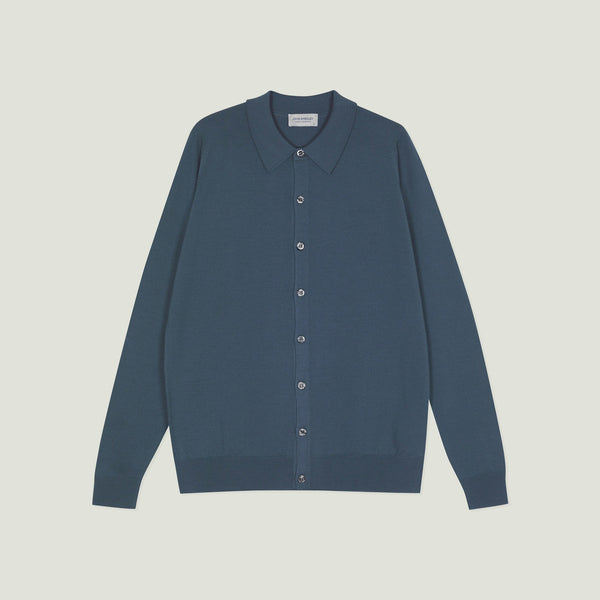 JOHN SMEDLEY Tibor Extra Fine Merino Wool Shirt in Teal Firth