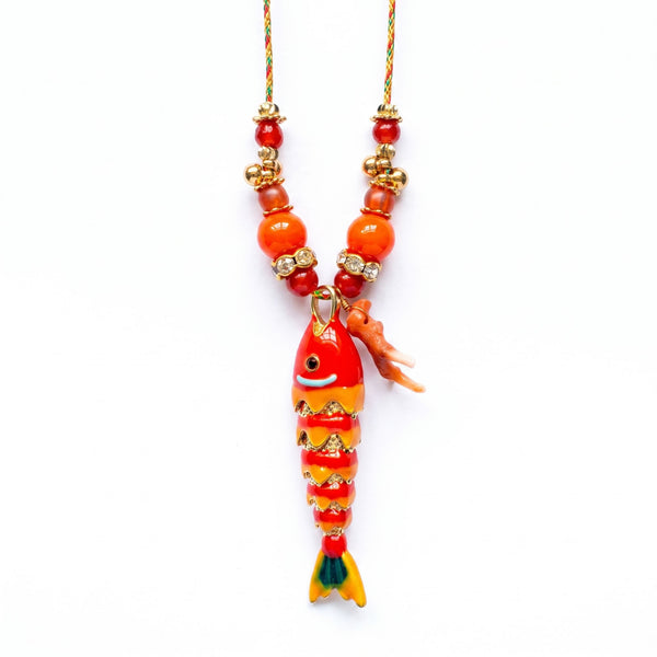 PHILIPPA KUNISCH M Fish Necklace in Red