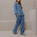 SMITH & SOUL Lyocell Polo Collar Blouse in Denim