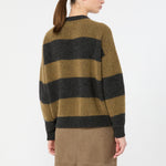 WEEKEND MAX MARA WKDTuono Alpaca and Wool Blend Sweater in Khaki Pinstripes