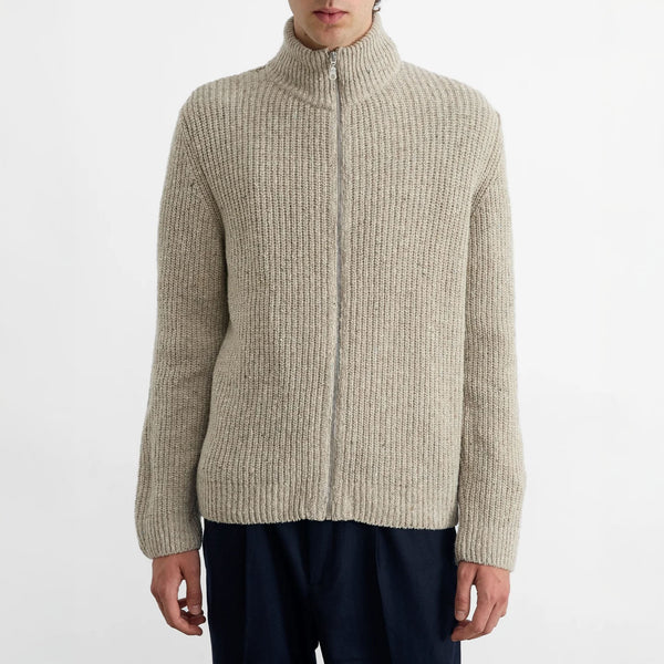 EDMMOND STUDIOS Paris Cardigan in Plain Light Grey Melange