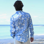 PINK HOUSE MUSTIQUE Mens Iguana Linen Shirt in Blue