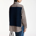 ESSENTIEL ANTWERP Kute Layered Knitted Vest Shirt in Blue/Brown/White