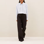 BY-BAR Pelle Pin Stripe Wide Leg Trousers in Brown