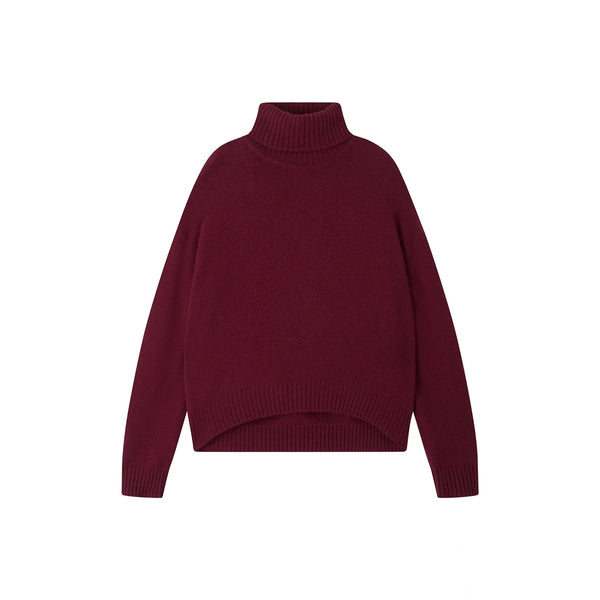 JUMPER 1234 Cashmere Oversize Roll Collar Jumper in Cherry Lacquer