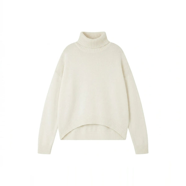 JUMPER 1234 Cashmere Oversize Roll Collar Jumper in Organic White