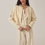 MAISON HOTEL Otelo Linen Jacket in Ivory Whisper