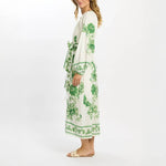 MISS JUNE Dana Long Dress with Belt in Green