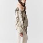 MARFA STANCE Parachute Silk Nylon Bomber Jacket in Pale Olive/Oyster