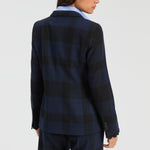 VILAGALLO Hillary Scallop Edge Check Jacket in Navy/Black