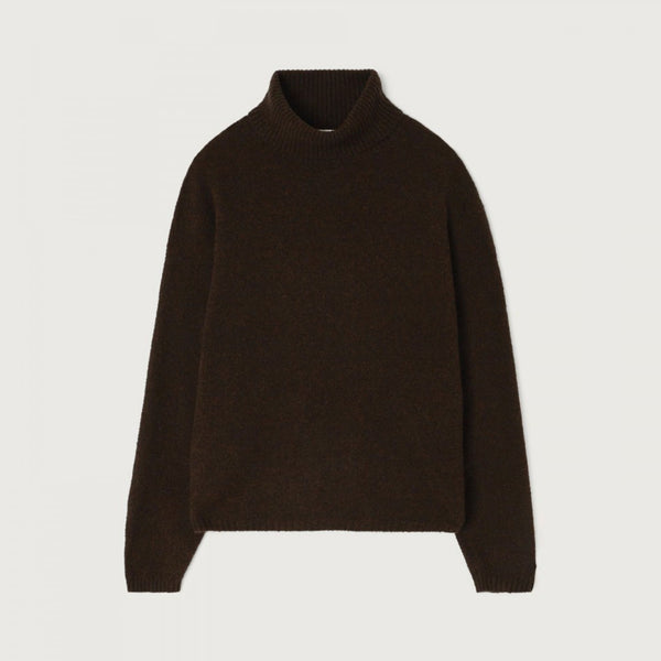 AMERICAN VINTAGE Ouity Crew Neck Jumper in Chocolate Melange