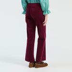 VILAGALLO Mila Velvet Straight Leg Trousers in Burgundy